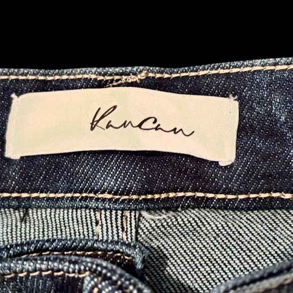 Kancan Brooklyn High-Rise Boot Cut Jeans Size 1/24 Dark Blue Raw Fringe Hem #207 - Picture 10 of 16